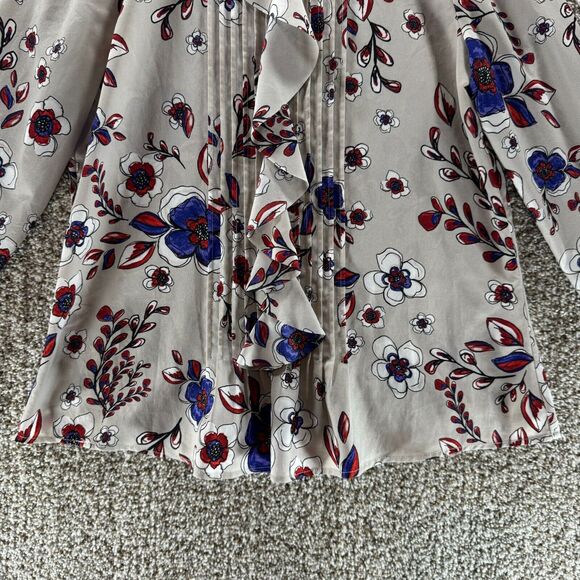 Banana Republic Blouse Womens Small Floral Ruffles Ladies Shirt Long Sleeve - Picture 4 of 14